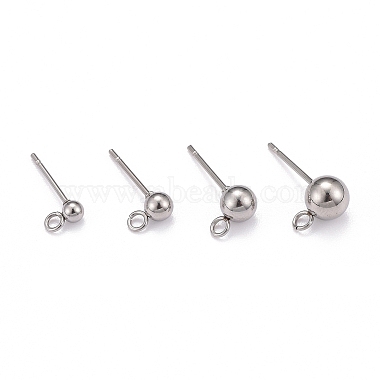 Stainless Steel Color Round 202 Stainless Steel Stud Earring Findings