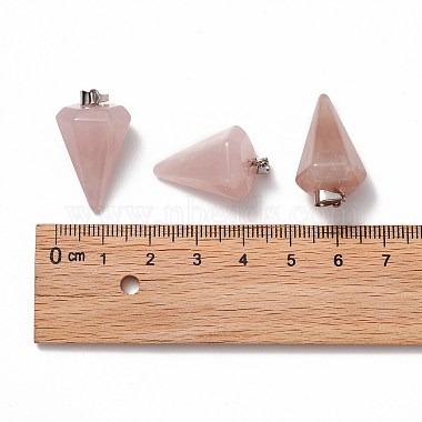 Conos / púas / péndulo colgantes naturales de piedra de cuarzo rosa(G-R278-82)-4