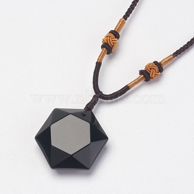 Natural Obsidian Pendant Necklaces(NJEW-P157-08)-2