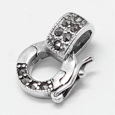 Rhodium Plated 925 Sterling Silver Micro Pave Cubic Zirconia Twister Clasps(STER-A102-010P)-2