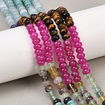 Natural Tiger Eye & Dyed White Jade & Fluorite & Synthetic Turquois Beads Strands, Rondelle, Mixed Color, 6x4mm, Hole: 1mm, about 95pcs/strand, 15.31''(38.9cm)(G-Z135-C13)