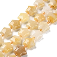 Natural Yellow Aventurine Beads Strands, with Seed Beads, Puffed Star, 14~15.5x15~16x6.5~7mm, Hole: 1mm, about 24~25pcs/strand, 15.55''~15.95''(39.5~40.5cm)(G-NH0005-008)