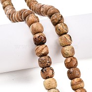 Natural Picture Jasper Beads Strands, Barrel, 10~10.5x9~9.5mm, Hole: 1.2mm, about 41~43pcs/strand, 14.37~16''(36.5~40cm)(G-T138-140)