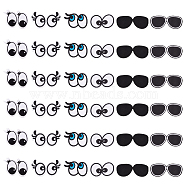 36Pcs 6 Style Eye & Glasses Computerized Embroidery Cloth Iron on Patches, Stick On Patch, Costume Accessories, Appliques, Mixed Color, 33.5~43x60~81x1~1.5mm, 6pcs/style(DIY-FG0004-72)