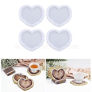 DIY Cup Mat Silicone Molds, Resin Casting Molds, For UV Resin, Epoxy Resin Craft Making, Heart Pattern, 133.5x150x9mm, 4pcs/set(DIY-I110-02C)