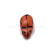 Opaque Acrylic Beads, for Halloween, Skull, Chocolate, 21.5x11.5x12mm, Hole: 2.5mm(SACR-WH0006-02C)