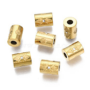 316 Surgical Stainless Steel Beads, with Crystal Rhinestone, Column, Real 14K Gold Plated, 8x6mm, Hole: 1.8mm(STAS-N097-072LG)