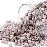 TOHO Round Seed Beads, Japanese Seed Beads, (1203) Opaque Taupe Cocoa Marbled, 8/0, 3mm, Hole: 1mm, about 1110pcs/50g(SEED-XTR08-1203)