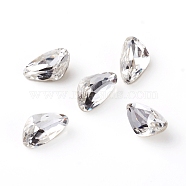 Glass Rhinestone Cabochons, Pointed Back & Back Plated, Faceted, Right Teardrop, Crystal, 6x10x3.5mm(RGLA-I003-F01-001)