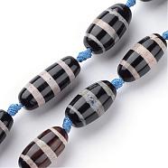 Natural Brazilian Agate Bead Strands, Barrel, 25~29x11.5~14mm, Hole: 2.5mm, about 14pcs/strand, 18.5 inch(G-S214-33)