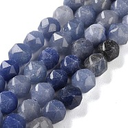 Natural Blue Aventurine Beads Strands, Faceted, Double Hearted & Star Cut Beads, 7~8.5x7.5~8mm, Hole: 0.8~1mm, about 48~50pcs/strand, 15.16~15.55 inch(38.5~39.5cm)(G-NH0021-A23-01)