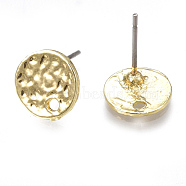 Alloy Stud Earring Findings, with Loop, Steel Pins, Flat Round, Light Gold, 10mm, Hole: 1.5mm, Pin: 0.7mm(X-PALLOY-S121-67)