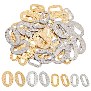 48Pcs 4 Styles Hammered 201 Stainless Steel Linking Rings, Oval, Golden & Stainless Steel Color, 12.5~16.5x7.5~12x1mm, Inner Diameter: 3~3.5x8.5~11.5mm, 12pcs/style(STAS-GL0001-04)