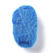 Polyester Crochet Yarn, Sparkling Scrubby Yarn, for Dish Scrubbies, Dishcloth, Decorating Crafts Knitting, Dodger Blue, 10~13x0.5mm, 218.72 yard(200m)/roll(OCOR-G009-01V)
