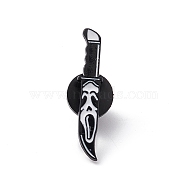 Knife with Skull Alloy Brooch for Backpack Clothes, White, 30x6x1.5mm, Pin: 1.2mm(JEWB-M024-05B-A)