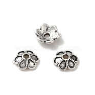 Tibetan Style Alloy Bead Caps, Cadmium Free & Lead Free, Flower, Antique Silver, 7.5x2.5mm, Hole: 1.5mm, about 4761pcs/1000g(PALLOY-P302-04A-AS)