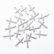 201 Stainless Steel Links connectors, Cross, Stainless Steel Color, 17x9.5x0.8mm, Hole: 1.2mm(STAS-L197-02P)