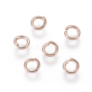 304 Stainless Steel Open Jump Rings, Rose Gold, 18 Gauge, 5x1mm, Inner Diameter: 3mm(X-STAS-O098-02RG-01)