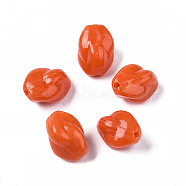 Acrylic Beads, Imitation Gemstone Style, Twist, Coral, 13.5x10.5x9.5mm, Hole: 1.5mm, about 750pcs/500g(OACR-N131-003D)