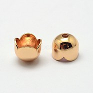 Flower Grade AAA Brass Bead Caps, Cadmium Free & Nickel Free & Lead Free, Real 18K Gold Plated, 6x5mm, Hole: 1mm(KK-O093-16-NR)