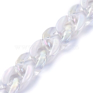 Handmade Imitation Pearl Acrylic Curb Chains, Cuban Link Chains, with Transparent Acrylic Linking Rings, Unwelded, Mixed Color, Link: 18x13x4mm, 39.37 inch(1m)/strand(AJEW-JB00626-01)