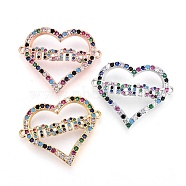 Brass Micro Pave Cubic Zirconia Links, For Mother's Day Jewelry Making, Heart with Word Mama, Colorful, Mixed Color, 22x27.5x4mm, Hole: 1.2mm(ZIRC-F093-03)
