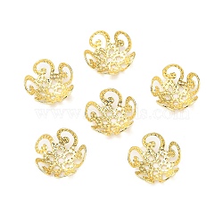 304 Stainless Steel Bead Caps, Flower, Rack Plating, Long-Lasting Plated, Real 18K Gold Plated, 10x4mm, Hole: 1mm(STAS-L285-006G)