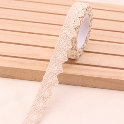 Lace Trim, Cotton Lace Ribbon, with Adhesive Back, For Sewing Decoration, Antique White, 5/8 inch(15mm), about 1.97 Yards(1.8m)/Roll(PW-WG39960-05)