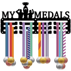 Sports Theme Iron Medal Hanger Holder Display Wall Rack, 3-Line, with Screws, Artistic Swimming, Trophy, 130x290mm, Hole: 5mm(ODIS-WH0055-214)