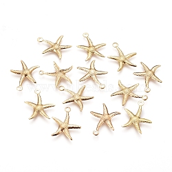 Electroplated Iron Pendants, Starfish/Sea Stars, Real 18K Gold Plated, 18x15.5x1mm, Hole: 1.4mm(X-IFIN-I030-10G)