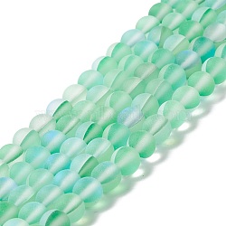 Synthetic Moonstone Beads Strands, Frosted, Round, Medium Spring Green, 6mm, Hole: 1mm, about 60~64pcs/strand, 14.76''~15.55''(37.5~39.5cm)(G-E573-01A-17)