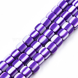 Handmade Polymer Clay Beads Strands, Cube, Dark Violet, 5x5x4.5mm, Hole: 2mm, about 85~86pcs/strand, 15.83 inch~16.06 inch(40.2~40.8cm)(CLAY-N010-074-05)