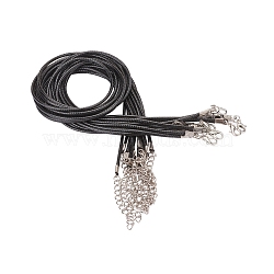 Waxed Cord Necklace Making, with Zinc Alloy Lobster Claw Clasps, Platinum, Black, 17.8 inch~18 inch(45.5~46cm), 2mm(X-NCOR-T001-01)