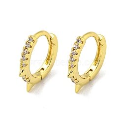 Brass Micro Pave Cubic Zirconia Hoop Earring, Real 18K Gold Plated, Ring, 13.5x2mm(EJEW-C088-07A-G)