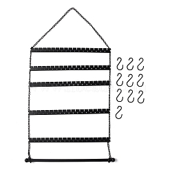 Iron Wall Earring Organizer, Hanging Earring Holder, 6 Layers Design and 12 Hooks, for Earrings, Necklaces and Rings, Rectangle, Electrophoresis Black, 49x26.5x1.2cm(ODIS-WH0029-35)