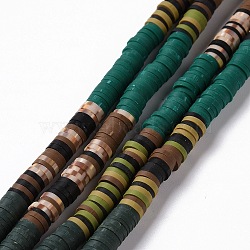 Handmade Polymer Clay Bead Strands, Heishi Beads, Disc/Flat Round, Teal, 6x0.2~2mm, Hole: 2mm, about 325~330pcs/strand, 15.12~ 15.35 inch(38.4~39cm)(CLAY-C003-01C)
