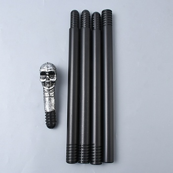 Magic Wand Plastic Home Decorations, with Plastic Round Beads, for Costume Props Cosplay Accessories, Skull, Light Khaki, 1390x53.5x38mm