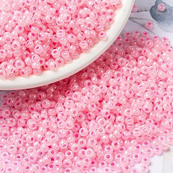 MIYUKI Round Rocailles Beads, Japanese Seed Beads, (RR518) Cotton Candy Pink Lined, 8/0, 3mm, Hole: 1mm, about 2111~2277pcs/50g