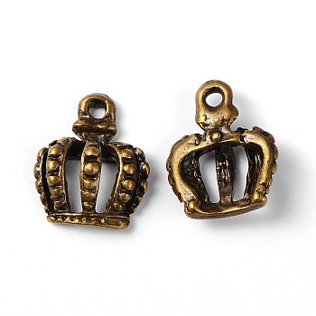 Tibetan Style Alloy Crown Charms, Cadmium Free & Nickel Free & Lead Free, Antique Bronze, 14x12x1mm, Hole: 1.5mm