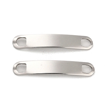 201 Stainless Steel Connector Charms, Wavy Rectangle Links, Stainless Steel Color, 34x6x1.4mm, Hole: 4x3mm