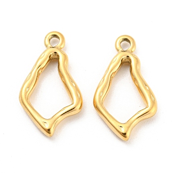 304 Stainless Steel Pendants, Teardrop Charms, Real 18K Gold Plated, 21x12x2.5mm, Hole: 1.8mm