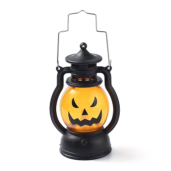 Plastic Portable Oil Lamp, Pumpkin Lantern, for Halloween Party Decoration, Halloween Themed Pattern, 124x76x54mm