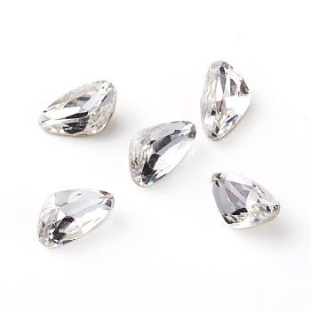 Glass Rhinestone Cabochons, Pointed Back & Back Plated, Faceted, Right Teardrop, Crystal, 6x10x3.5mm