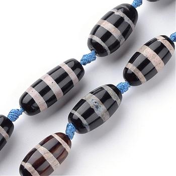 Natural Brazilian Agate Bead Strands, Barrel, 25~29x11.5~14mm, Hole: 2.5mm, about 14pcs/strand, 18.5 inch