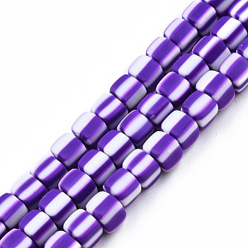 Handmade Polymer Clay Beads Strands, Cube, Dark Violet, 5x5x4.5mm, Hole: 2mm, about 85~86pcs/strand, 15.83 inch~16.06 inch(40.2~40.8cm)