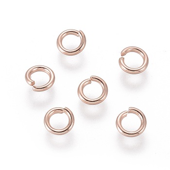 304 Stainless Steel Open Jump Rings, Rose Gold, 18 Gauge, 5x1mm, Inner Diameter: 3mm