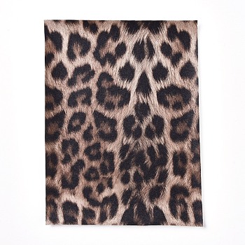 A5 PU Leather Fabric, Garment Accessories, for DIY Crafts,Leopard Print Pattern, Camel, 20x15x0.1cm