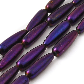 Glass Beads Strands, Teardrop, Indigo, 21x6mm, Hole: 1.2mm, about 39pcs/strand, 31.54 inch(80.1cm)