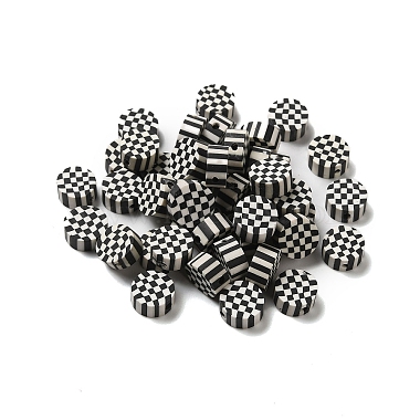 Black Flat Round Polymer Clay Beads