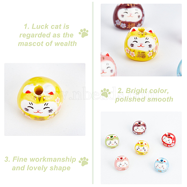 12Pcs 6 Colors Printed Handmade Porcelain Beads(PORC-OC0001-10)-4